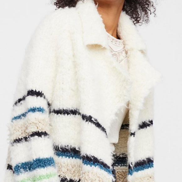 Free People Paint The Town Sweater Jacket Striped Knit Alpaca Blend Size XS NWT - Picture 14 of 16